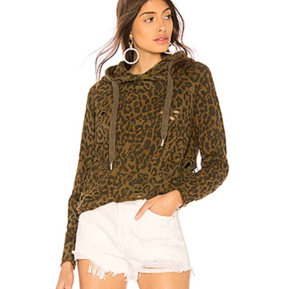 NSF LISSE HOODIE- GREEN LEOPARD XS
